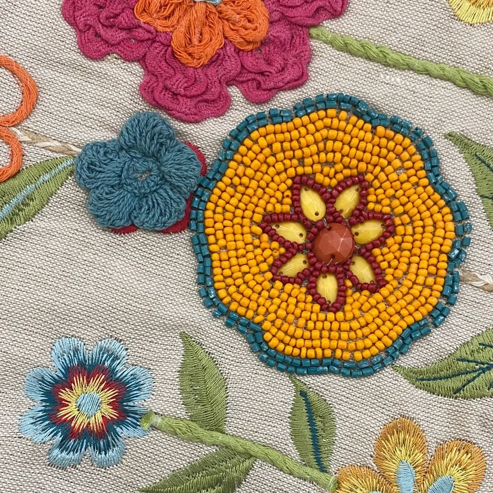 Pier 1 Multicolor Beaded Floral Decor runner